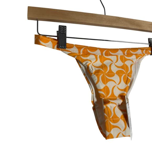 L*Space Camdyn Orange White Geo Print Bitsy Bikini Swimsuit Bottoms Size Small - Picture 4 of 7